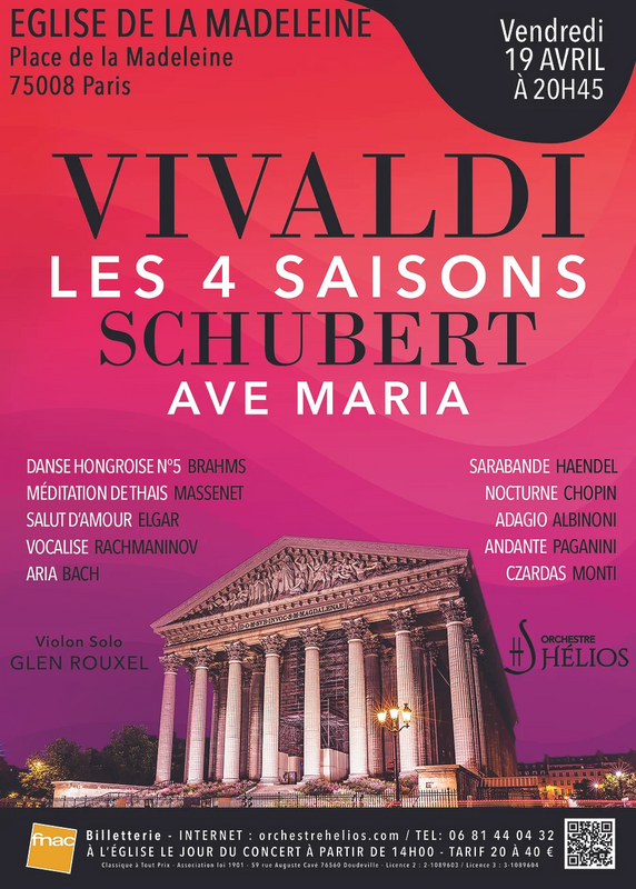 Les 4 Saisons de Vivaldi Ave Maria et Célèbres Adagios (Eglise De La Madeleine)