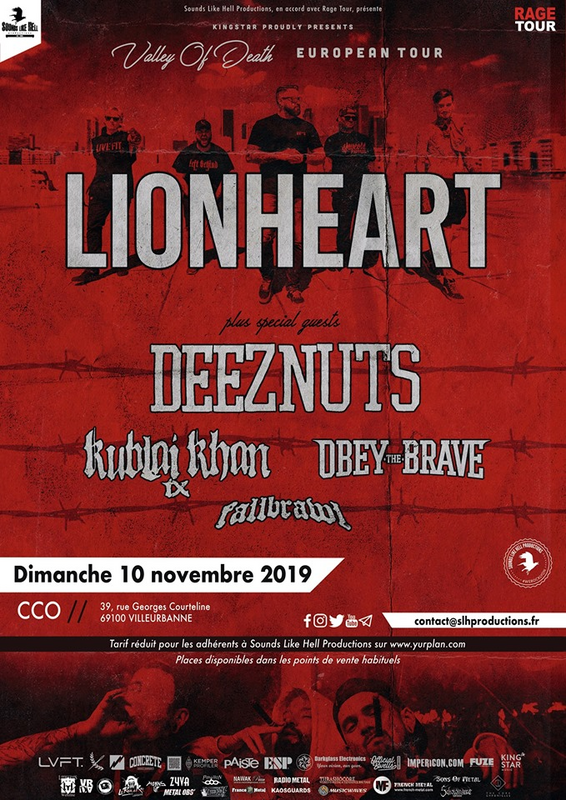Lionheart  + Deez Nuts + Kublai Khan + Obey The Brave + Fallbrawl (CCO Villeurbanne)