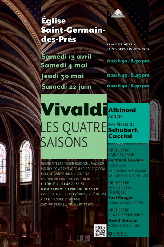VIVALDI/les Quatre saisons-ALBINONI/adagio-AVE MARIA de SCHUBERT, CACCINI (Eglise Saint Germain des prés)